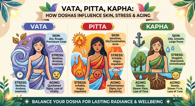 Vata, Pitta, Kapha: How Doshas Influence Skin, Stress and Aging